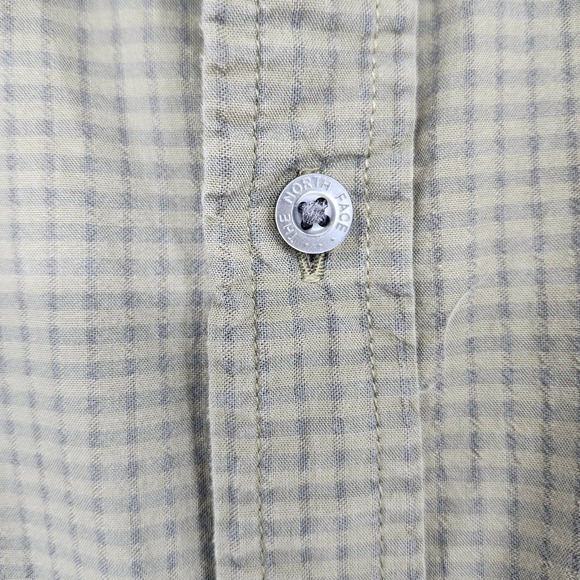 The North Face Plaid Short Sleeve Camp Shirt Mens XL Khaki Green Hiking Outdoor - Picture 10 of 11